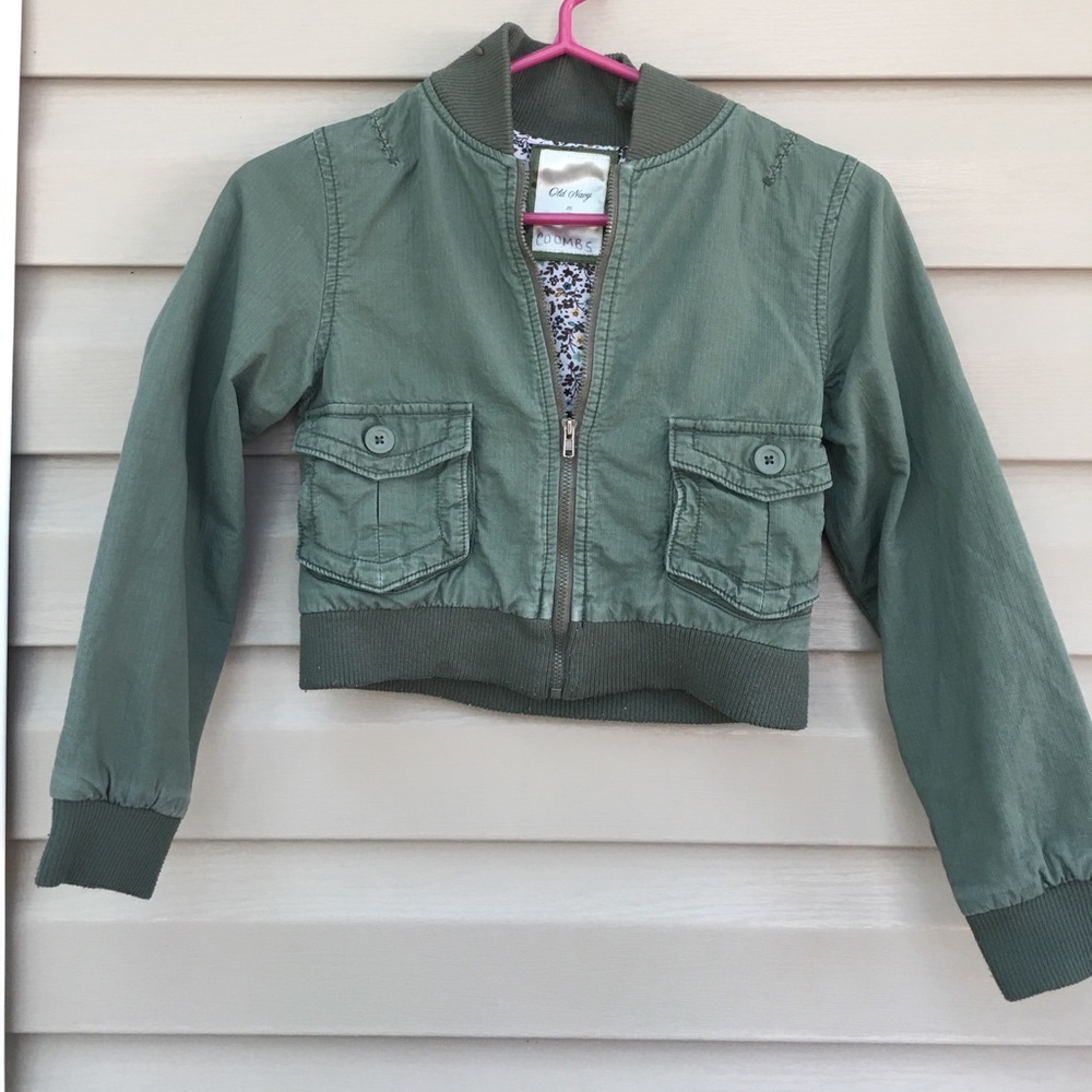 Old Navy girls M zip front green long sleeve jacket